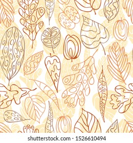  Vector  seamless pattern with autumn leaves .