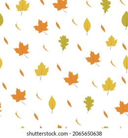 El patrón de vectores sin fisuras con otoño deja la ilustración en el fondo blanco. Perfecto para fondo, fondo, papel de regalo y otros proyectos creativos