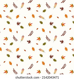 Vector seamless pattern of autumn leaves, branches. Background for textile or book covers, manufacturing, wallpapers, print, gift wrap and scrapbooking