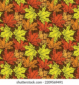 Vector seamless pattern with autumn leaves.