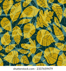 vector seamless pattern with autumn leaves