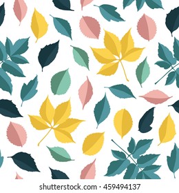 Vector seamless pattern with autumn leaves