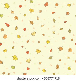 Vector seamless pattern with autumn leaves.