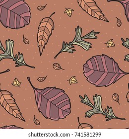 Vector seamless pattern with autumn leaves.