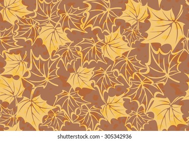 Vector Seamless pattern with autumn maple leaves in a retro style. fall background