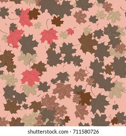Vector seamless pattern with autumn maple leaves, natural backdrop. Design for textile, book covers, manufacturing, wallpapers, print, gift wrap and scrapbooking