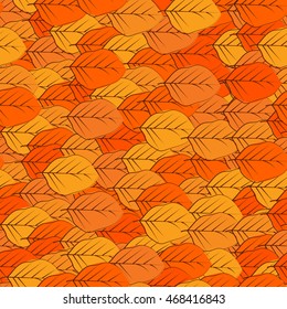 Vector seamless pattern of autumn orange leaves