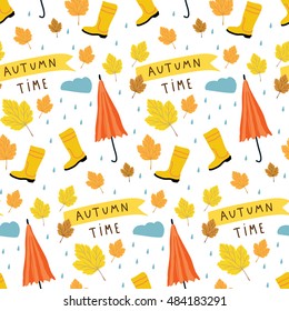 Vector seamless pattern with autumn stuff