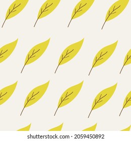 Patrón de vectores sin fisuras con hojas amarillas otoñales.