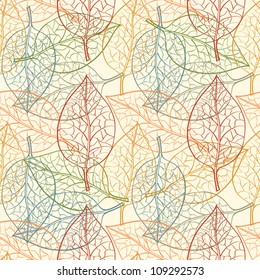 vector seamless pattern with autumnal leaves