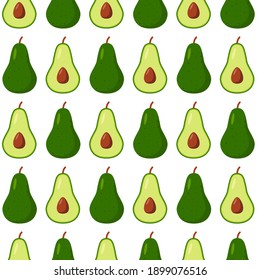 Vector seamless pattern in avocado on a white background eps
