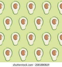 Vector seamless pattern with avocado. Tropical background with exotic fruit. Avocado pattern