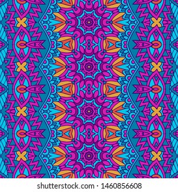Vector seamless pattern aztec colorful ethnic tribal geometric psychedelic mexican print