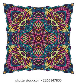Vector seamless pattern Aztec Colorful ethnic tribal geometric psychedelic folkloric style print. Mandala floral art.