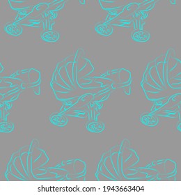 vector seamless pattern with baby carriage