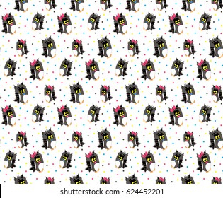 Vector seamless pattern of baby-owls