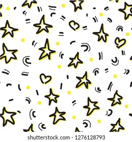 Vector Seamless Pattern. Backdrop for Boys Girls textiles wrapping paper. Summer Spring Mood. Stars Universal Pattern. Modern Background Design. Bright Images - Vector