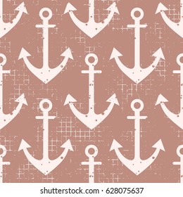 Vector seamless pattern Background with anchor Creative geometric vintage backgrounds, nautical theme Graphic illustration with attrition, cracks and ambrosia