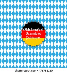 Vector seamless pattern background in bavarian colors. Oktoberfest background. Beer festival vector illustration.