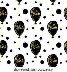 Vector  Seamless Pattern, Background with Black Ballon of Sale 