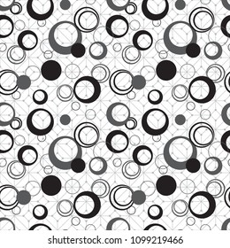 Vector seamless pattern background with black and white circles.