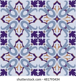 Vector seamless pattern background in blue. For wallpaper, backgrounds, decoration for your design, page fill and more. 