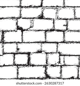 Vector seamless pattern or background with brick wall, stone. Old, beaten, chipped shell rock with holes. Suitable for fabric, wallpaper. No AI used