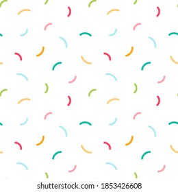 Vector seamless pattern background with bright colorful confetti, sprinkles.