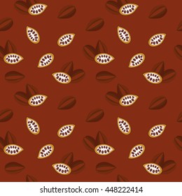 vector seamless pattern for background - cocoa beans