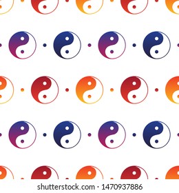 Vector seamless pattern background with colorful yin and yang sign, symbol related to chinese philosophy and culture.