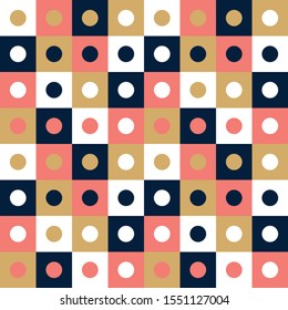 Vector Seamless pattern background, design, modern square with dot or circle inside. Pixel seamless pattern with colorful elements