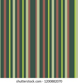 Vector seamless pattern background different width vertical dark green, light green, brown stripes for carpet, textile, wallpaper, wrapping, ceramic tiles, card, banner, web site, typography.