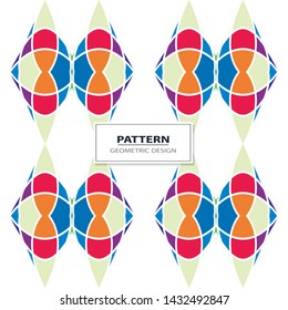 Vector seamless pattern background with different geometrical shapes of multiple colors. Illustration with symmetrical design. Kaleidoscope backdrop. Modern banner design template.
