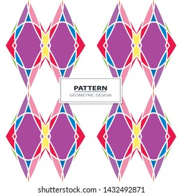 Vector seamless pattern background with different geometrical shapes of multiple colors. Illustration with symmetrical design. Kaleidoscope backdrop. Modern banner design template.

