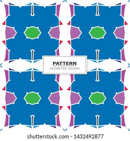Vector seamless pattern background with different geometrical shapes of multiple colors. Illustration with symmetrical design. Kaleidoscope backdrop. Modern banner design template.
