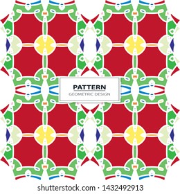 Vector seamless pattern background with different geometrical shapes of multiple colors. Illustration with symmetrical design. Kaleidoscope backdrop. Modern banner design template.
