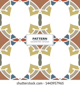 Vector seamless pattern background with different geometrical shapes of multiple colors. Illustration with symmetrical design. Kaleidoscope backdrop. Modern banner design template.