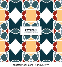 Vector seamless pattern background with different geometrical shapes of multiple colors. Illustration with symmetrical design. Kaleidoscope backdrop. Modern banner design template.