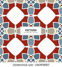 Vector seamless pattern background with different geometrical shapes of multiple colors. Illustration with symmetrical design. Kaleidoscope backdrop. Modern banner design template.