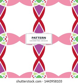 Vector seamless pattern background with different geometrical shapes of multiple colors. Illustration with symmetrical design. Kaleidoscope backdrop. Modern banner design template.