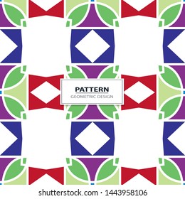 Vector seamless pattern background with different geometrical shapes of multiple colors. Illustration with symmetrical design. Kaleidoscope backdrop. Modern banner design template.