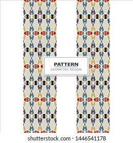 Vector seamless pattern background with different geometrical shapes of multiple colors. Illustration with symmetrical design. Kaleidoscope backdrop. Modern banner design template.