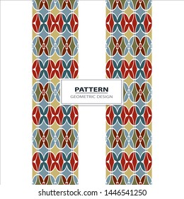 Vector seamless pattern background with different geometrical shapes of multiple colors. Illustration with symmetrical design. Kaleidoscope backdrop. Modern banner design template.