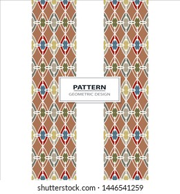 Vector seamless pattern background with different geometrical shapes of multiple colors. Illustration with symmetrical design. Kaleidoscope backdrop. Modern banner design template.