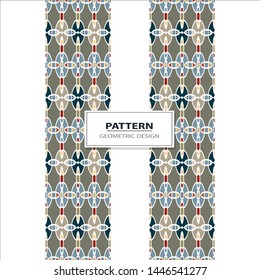 Vector seamless pattern background with different geometrical shapes of multiple colors. Illustration with symmetrical design. Kaleidoscope backdrop. Modern banner design template.