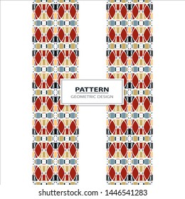 Vector seamless pattern background with different geometrical shapes of multiple colors. Illustration with symmetrical design. Kaleidoscope backdrop. Modern banner design template.