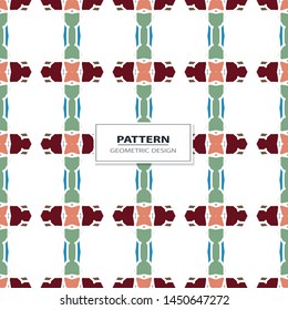 Vector seamless pattern background with different geometrical shapes of multiple colors. Illustration with symmetrical design. Kaleidoscope backdrop. Modern banner design template.