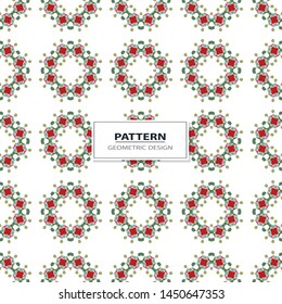 Vector seamless pattern background with different geometrical shapes of multiple colors. Illustration with symmetrical design. Kaleidoscope backdrop. Modern banner design template.