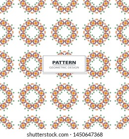 Vector seamless pattern background with different geometrical shapes of multiple colors. Illustration with symmetrical design. Kaleidoscope backdrop. Modern banner design template.