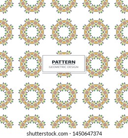 Vector seamless pattern background with different geometrical shapes of multiple colors. Illustration with symmetrical design. Kaleidoscope backdrop. Modern banner design template.